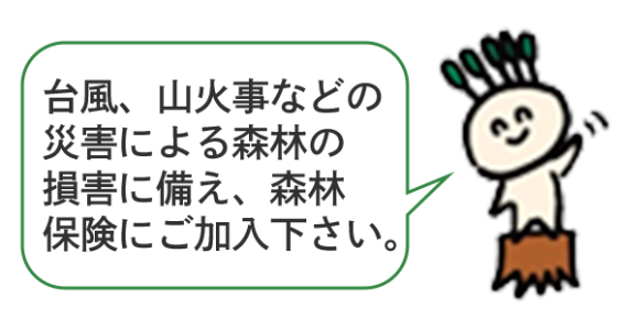 画像：台風、山火事などの 災害による森林の 損害に備え、森林 保険にご加入下さい。